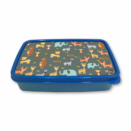 Kids Plastic Lunch Box With Small Container for Kids Boys - Forest Animals Nutcase