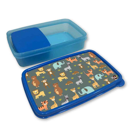 Kids Plastic Lunch Box With Small Container for Kids Boys - Forest Animals Nutcase