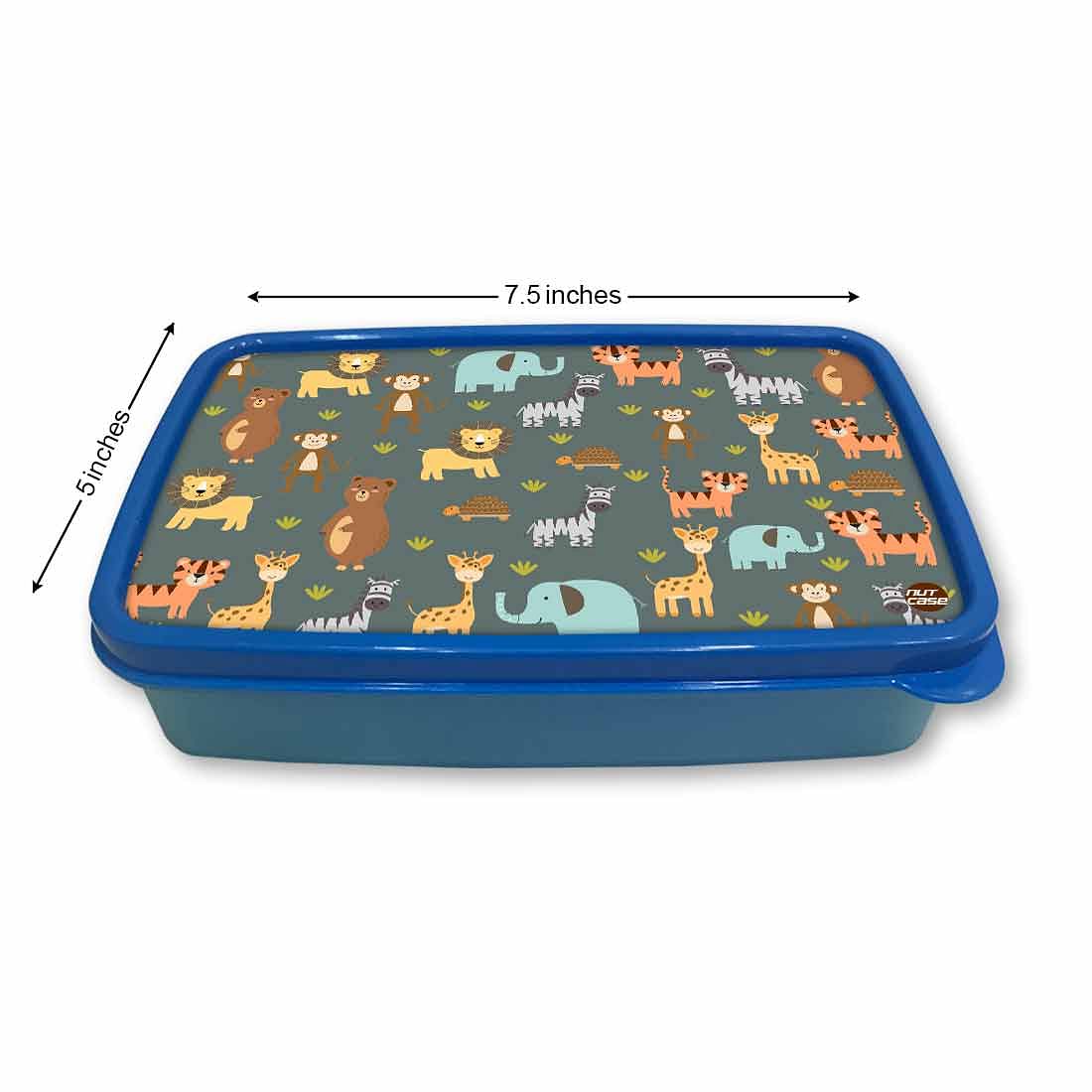 Kids Plastic Lunch Box With Small Container for Kids Boys - Forest Animals Nutcase