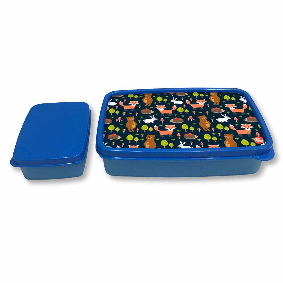 Designer Plastic Lunch Box for School Boy Containers - Fox and Rabbit Nutcase