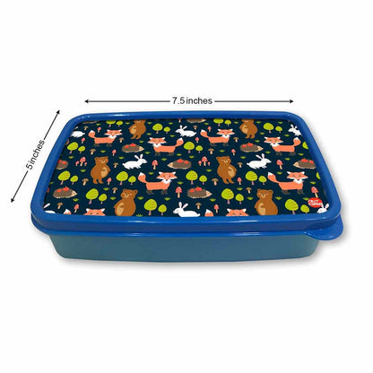 Designer Plastic Lunch Box for School Boy Containers - Fox and Rabbit Nutcase