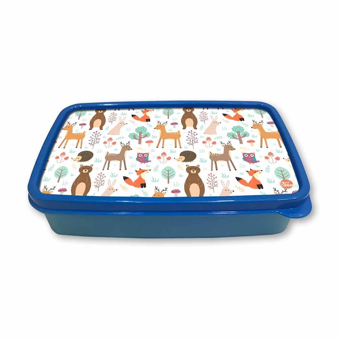 Childrens Plastic Lunch Box for Snacks Boys School Containers - Animals Nutcase