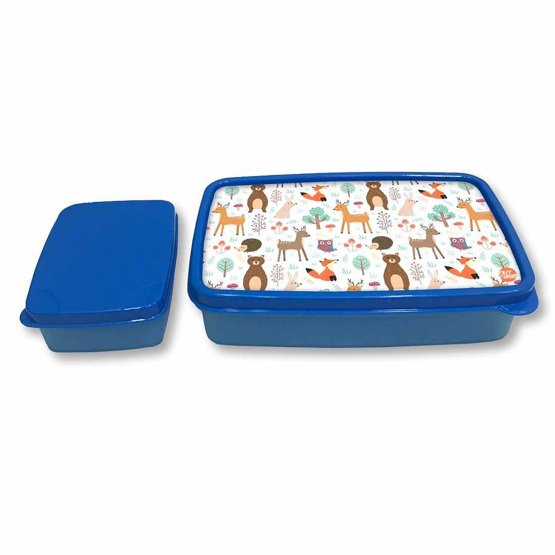 Childrens Plastic Lunch Box for Snacks Boys School Containers - Animals Nutcase