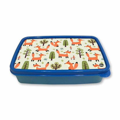 Plastic Designer Lunch Box for Kids School Boys - Fox and Tree Nutcase