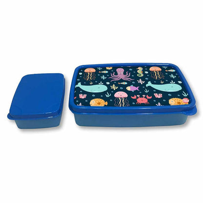 Designer Small Snack Boxes for Boys School Lunch Box - Water Animals Nutcase