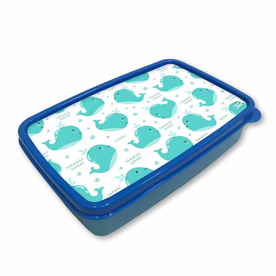 Plastic Chips Box for Boys School Lunch Box Organizer - Blue Whale Nutcase
