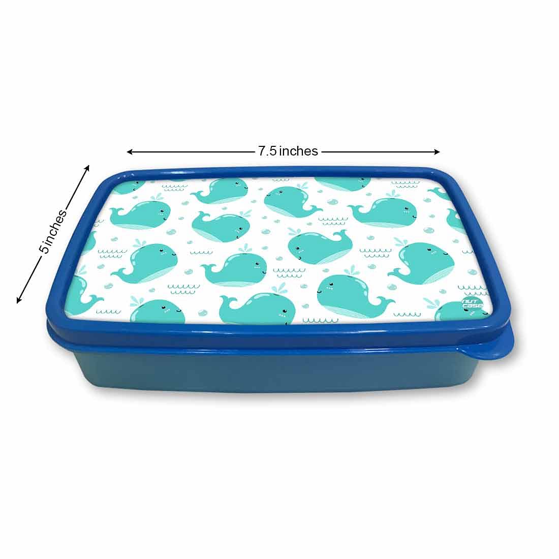 Plastic Chips Box for Boys School Lunch Box Organizer - Blue Whale Nutcase