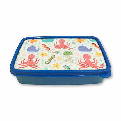 Plastic Designer Lunch Box Organizer for School Kids Boys - Octopus and Jellyfish Nutcase