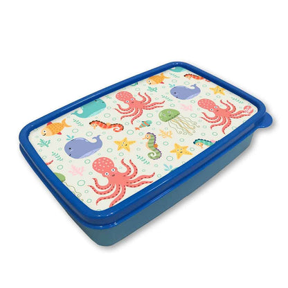 Plastic Designer Lunch Box Organizer for School Kids Boys - Octopus and Jellyfish Nutcase