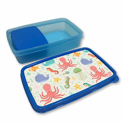 Plastic Designer Lunch Box Organizer for School Kids Boys - Octopus and Jellyfish Nutcase