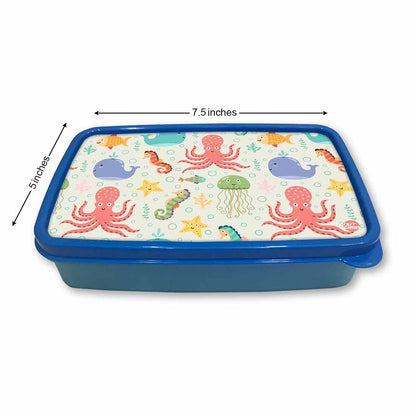 Plastic Designer Lunch Box Organizer for School Kids Boys - Octopus and Jellyfish Nutcase