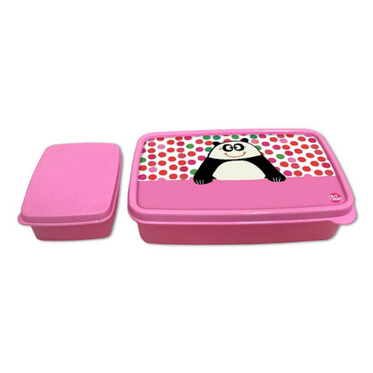 Small Plastic Designer Childrens Lunch Box for School Girl - Panda Nutcase