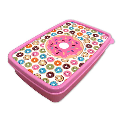 Designer Kids Plastic Lunch Box for Girls With Small Container - Doughnuts Nutcase