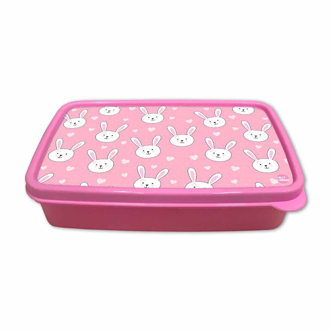 Plastic Designer Childrens Lunch Box for School Girls - Rabbit Nutcase