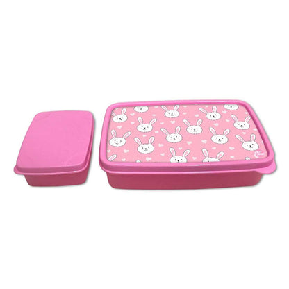 Plastic Designer Childrens Lunch Box for School Girls - Rabbit Nutcase