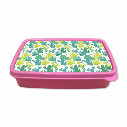 Kids Plastic Lunch Box for Girls School Snack Containers - Cactus Plant Nutcase