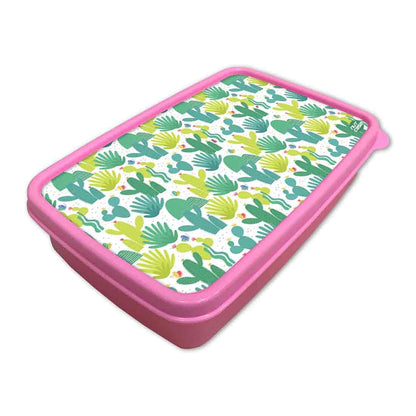 Kids Plastic Lunch Box for Girls School Snack Containers - Cactus Plant Nutcase