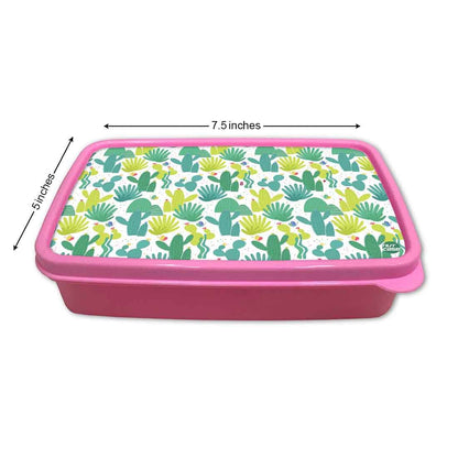 Kids Plastic Lunch Box for Girls School Snack Containers - Cactus Plant Nutcase