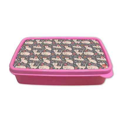 Plastic Tiffin Box for Kids School Lunch Box Containers - Cute Cat Nutcase