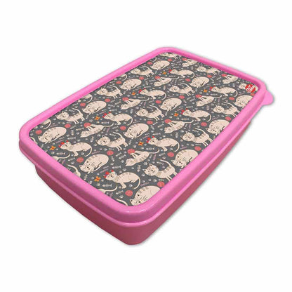 Plastic Tiffin Box for Kids School Lunch Box Containers - Cute Cat Nutcase