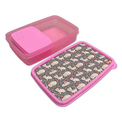 Plastic Tiffin Box for Kids School Lunch Box Containers - Cute Cat Nutcase