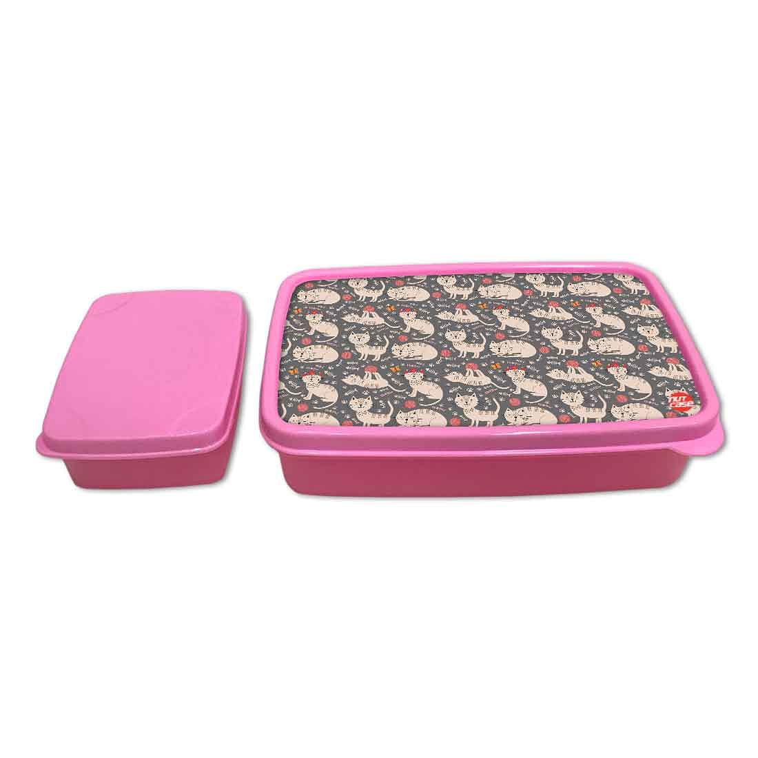 Plastic Tiffin Box for Kids School Lunch Box Containers - Cute Cat Nutcase