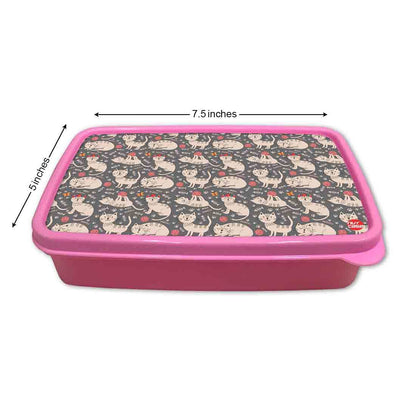 Plastic Tiffin Box for Kids School Lunch Box Containers - Cute Cat Nutcase