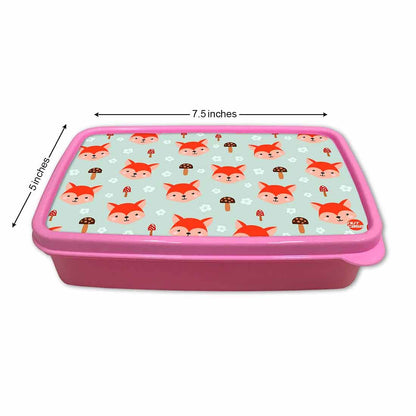 Designer Lunch Box for School Girl With Small Container - Fox Nutcase