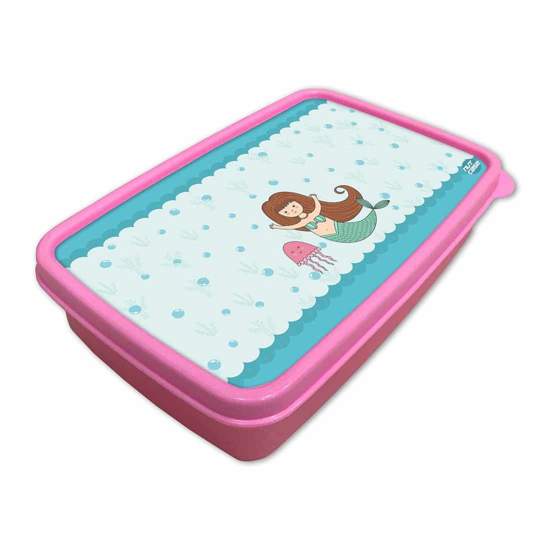 Childrens Plastic Lunch Box for Girls Return Gifts Birthday Party - Mermaid Jellyfish Nutcase