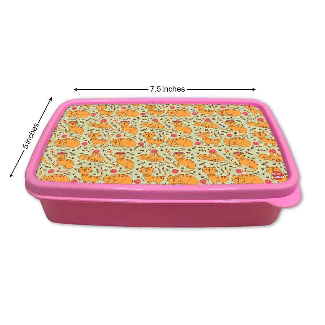 School Girls Lunch Box for Snacks With Small Container - Cute Cat Nutcase