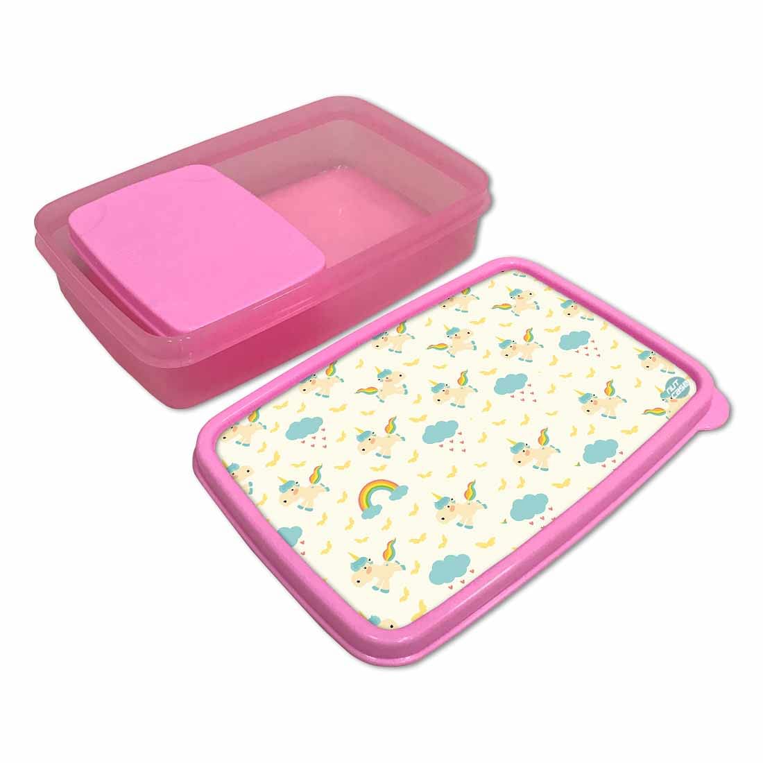 Designer Small Snack Boxes for Girls School Lunch Box - Cute Unicorns Nutcase