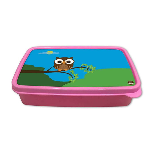 Plastic Lunch Box Snacks for School Kids Girls Tiffin Organizer - Night Owl Nutcase