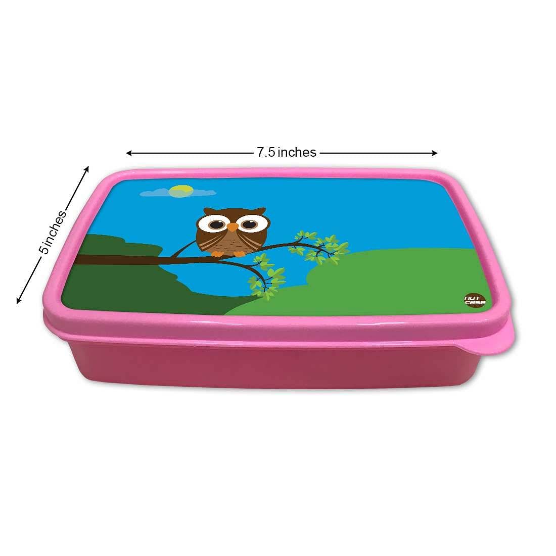 Plastic Lunch Box Snacks for School Kids Girls Tiffin Organizer - Night Owl Nutcase