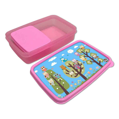 Plastic Tiffin Box for Kids Girls School Snack Containers - Small Owls Nutcase