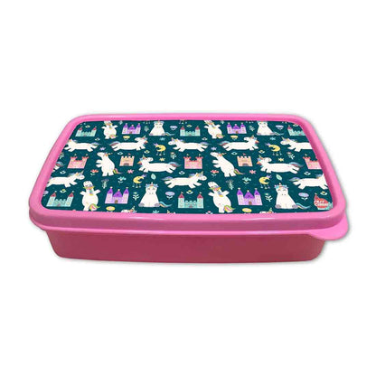 Plastic Kids Lunch Box for School Girls With Small Container - Unicorns Nutcase