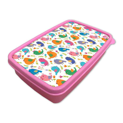 Plastic Tiffin Box for Kids Girls School Snack Containers - Cute Birds Nutcase