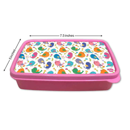 Plastic Tiffin Box for Kids Girls School Snack Containers - Cute Birds Nutcase