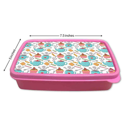 Plastic Designer Childrens Lunch Box for School Girl - Tea and Cake Nutcase