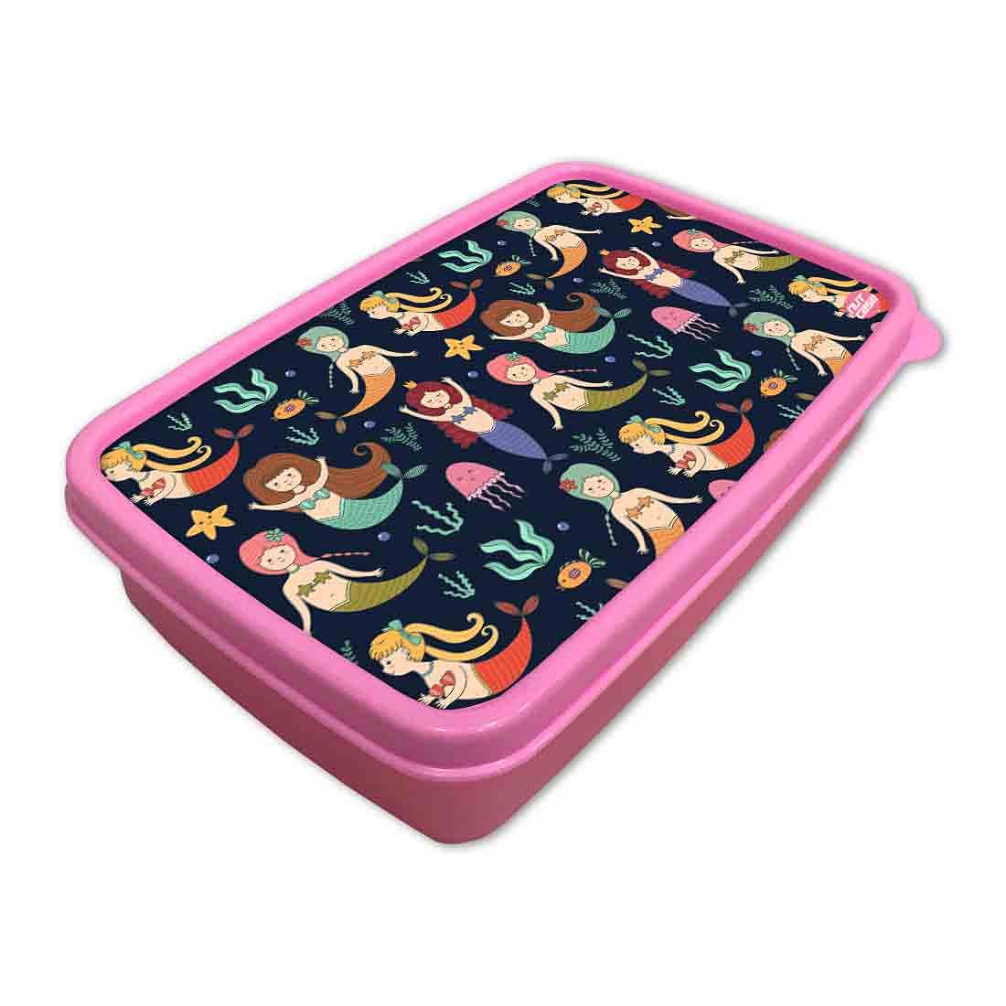 Kids Slim Lunch Box With Small Container for School Girls - Mermaids Nutcase