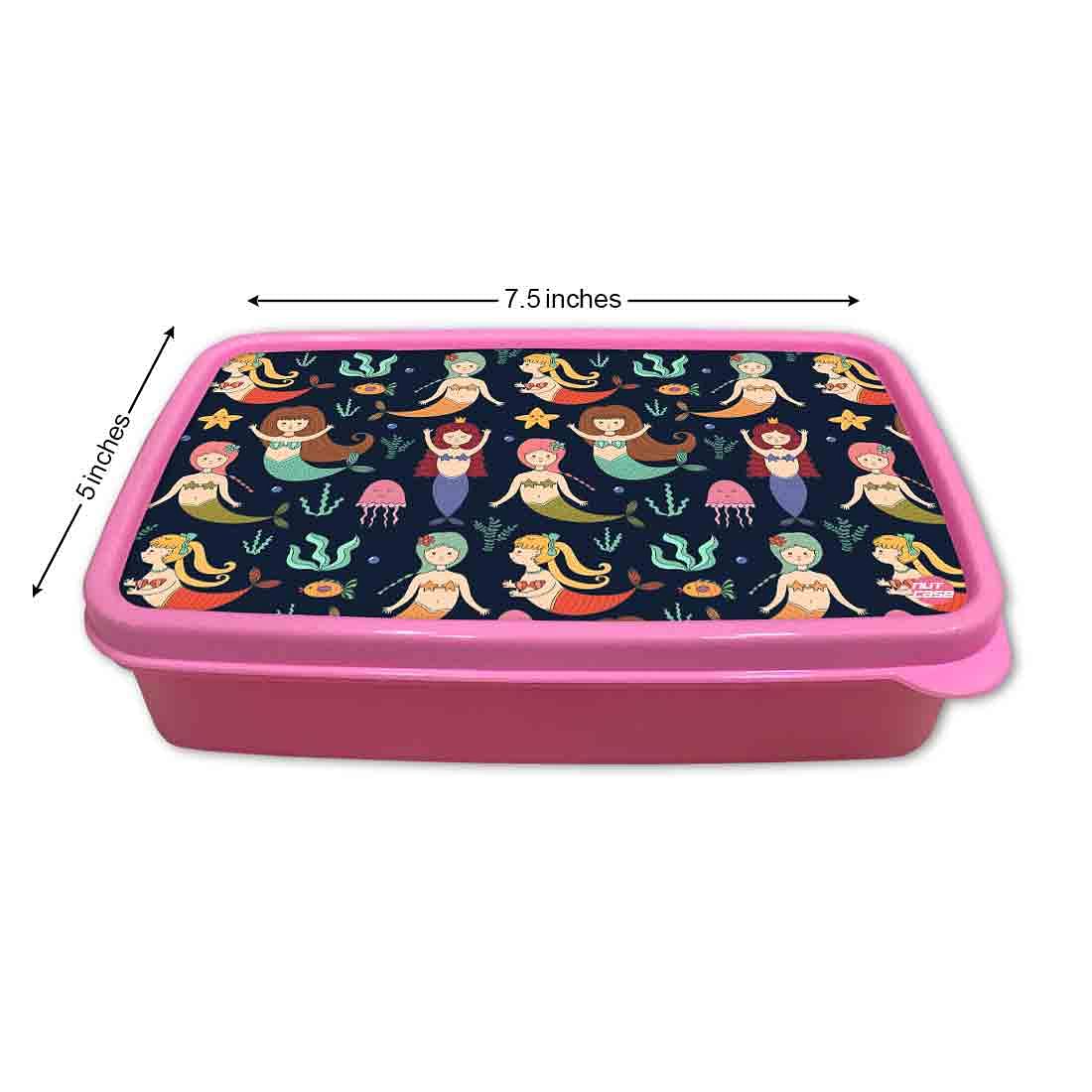 Kids Slim Lunch Box With Small Container for School Girls - Mermaids Nutcase