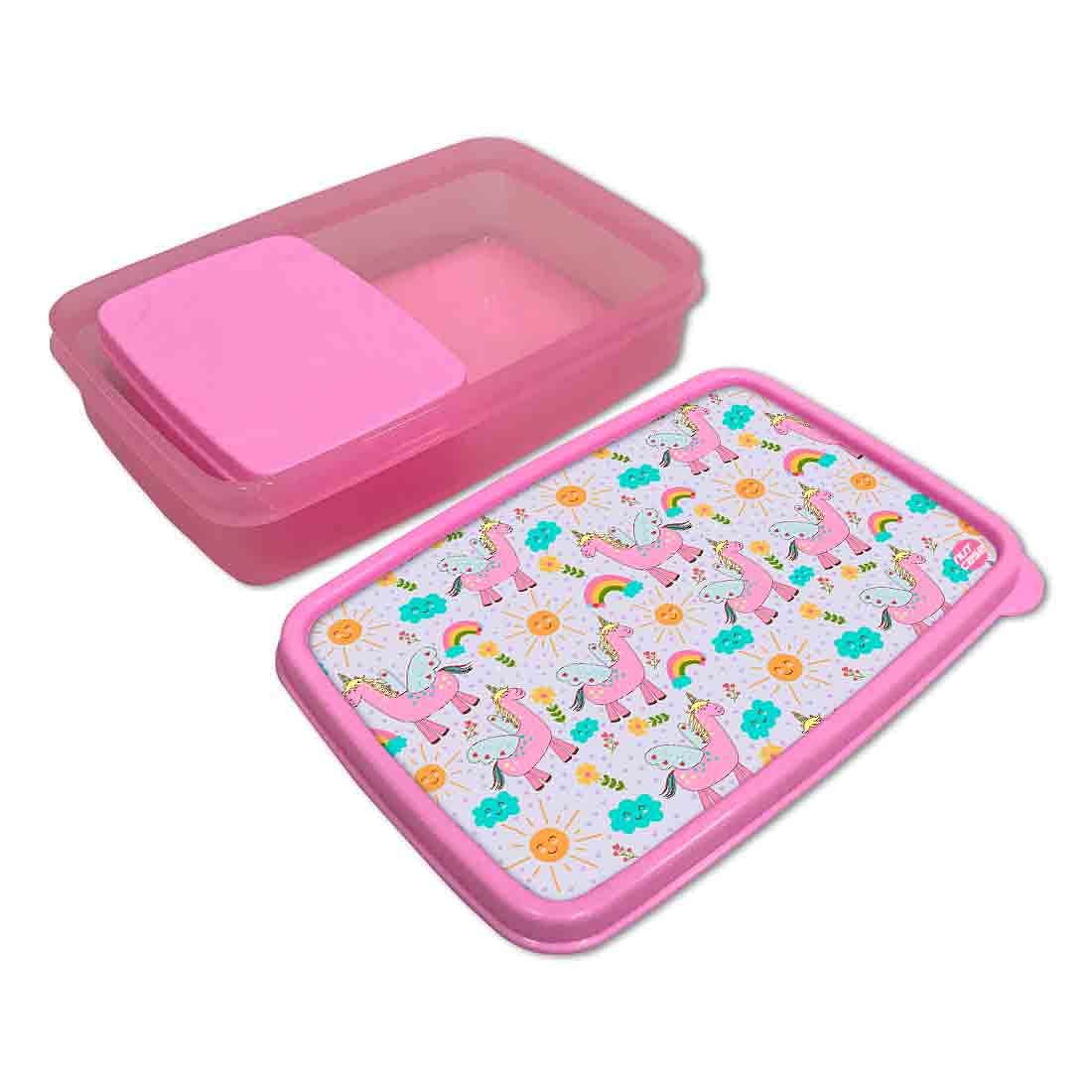 Snacks Serving Box With Small Container for School Kids Girls - Unicorn and Cloud Nutcase