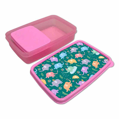 Designer Kids Lunch Box for School Girls - Elephant's World Nutcase