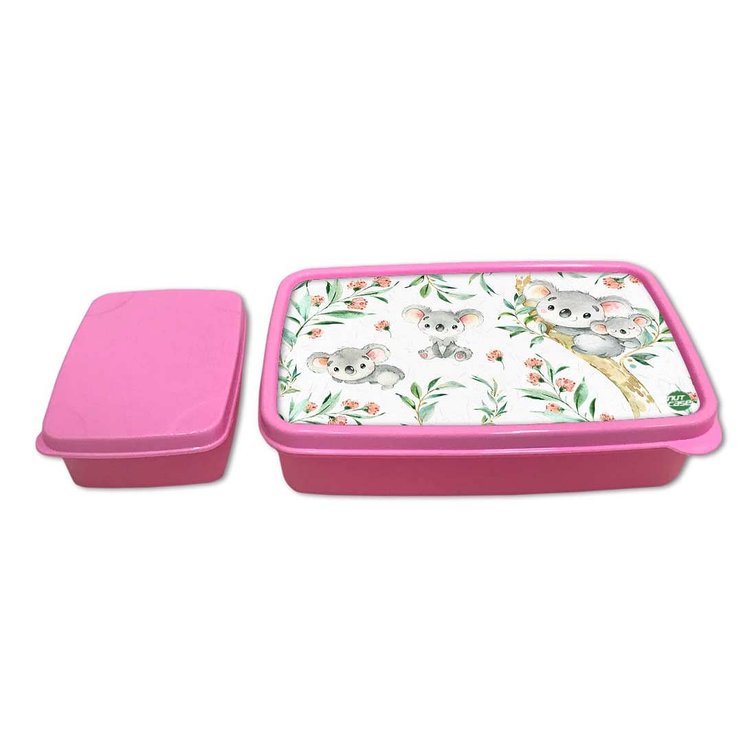 Designer Snack Box for Kids School Plastic Lunch Box for Girls  - Cute Koala Nutcase