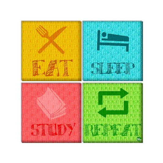 Wall Art Decor Panel For Home - Eat Sleep Study Repeat Nutcase