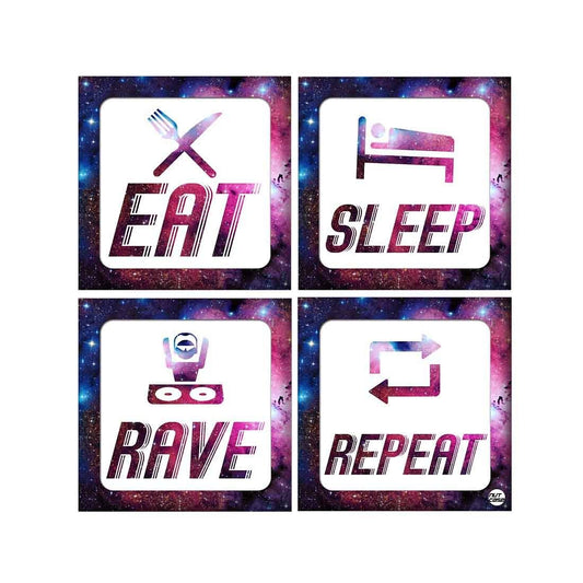 Wall Art Decor Panel For Home - Eat Sleep Rave Repeat Sign Nutcase