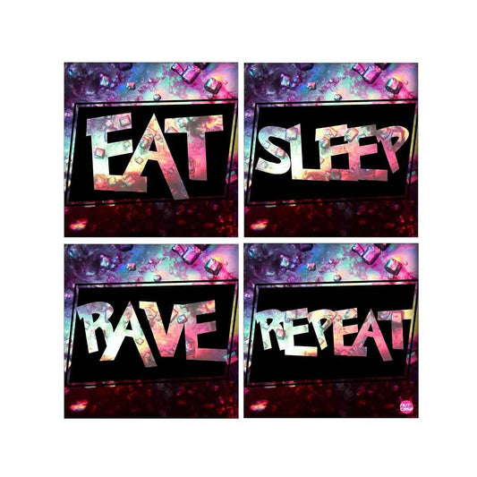 Wall Art Decor Panel For Home - Eat Sleep Rave Repeat Nutcase