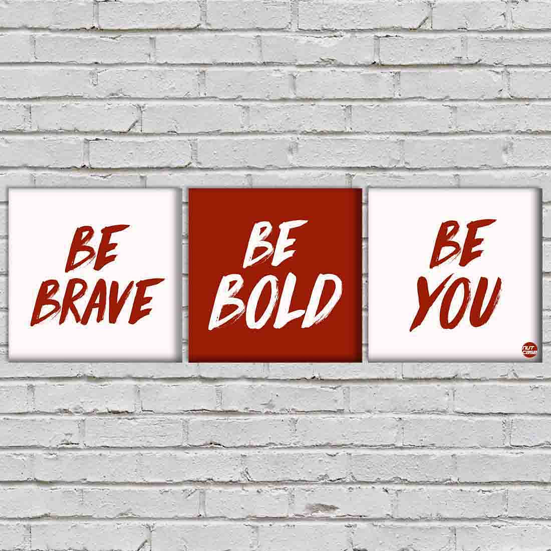 Wall Art Decor Panels For Home Set Of 3 - Be Brave Nutcase