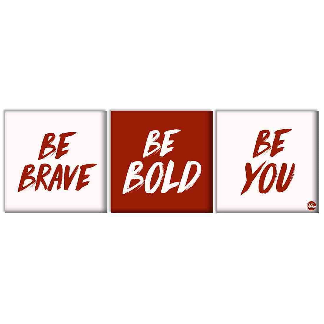 Wall Art Decor Panels For Home Set Of 3 - Be Brave Nutcase