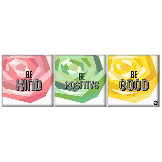 Wall Art Decor Hanging Panels Set Of 3 -Be Kind Be Positive Be Good Nutcase