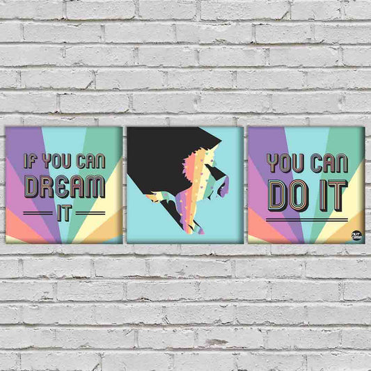 Wall Art Decor Hanging Panels Set Of 3 -If You Can Dream You Can Do It Nutcase